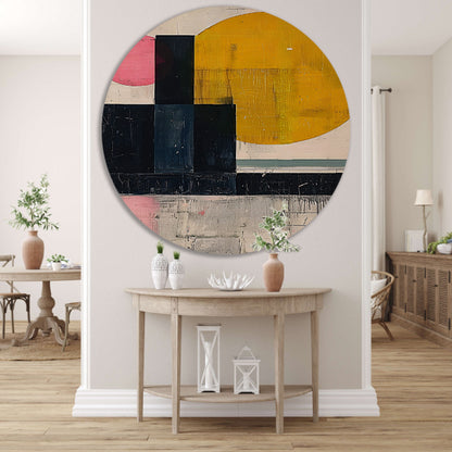 Geometrisch Abstract Kunstwerk met Vormen en Kleuren forex muurcirkel