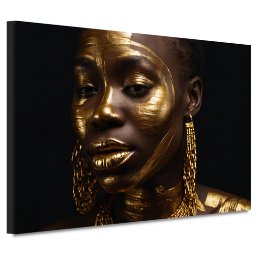 Elegante Gouden Portret van een Vrouw canvas