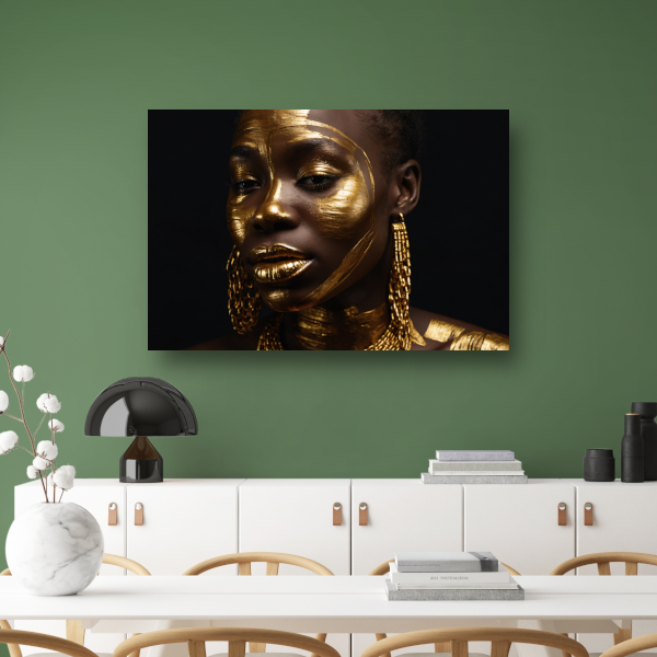 Elegante Gouden Portret van een Vrouw canvas