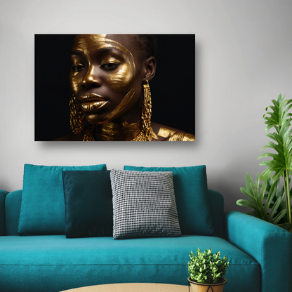 Elegante Gouden Portret van een Vrouw canvas