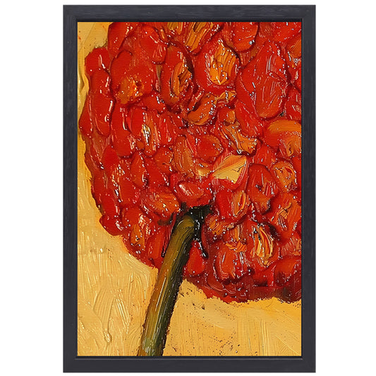 Abstract Bloemenschilderij met Rijke Kleuren canvas met baklijst