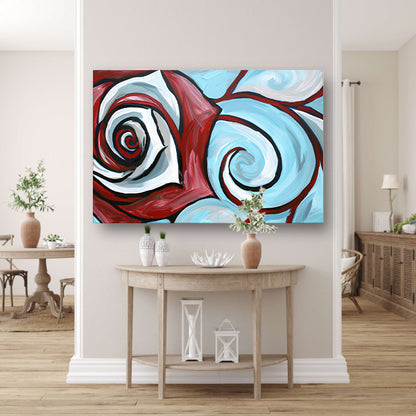 Moderne abstracte schilderij van een roos poster