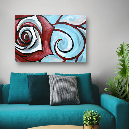 Moderne abstracte schilderij van een roos acrylglas