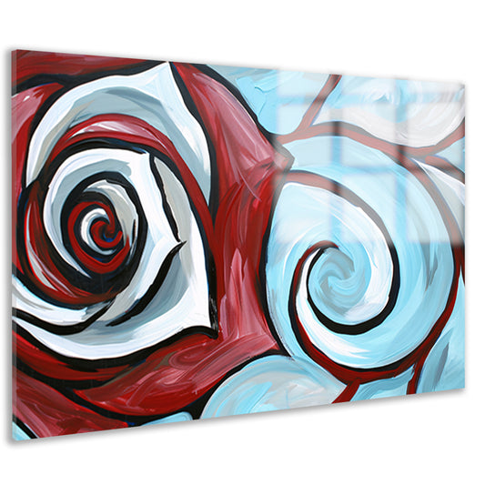 Moderne abstracte schilderij van een roos acrylglas
