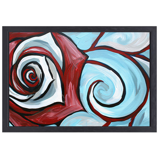 Moderne abstracte schilderij van een roos canvas met baklijst