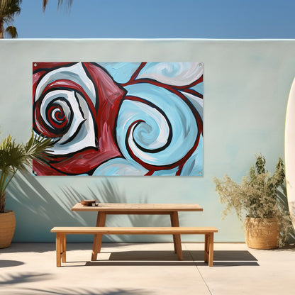 Moderne abstracte schilderij van een roos tuinposter