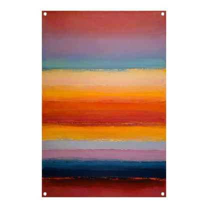 Abstracte horizon in warme zonsondergangstinten tuinposter