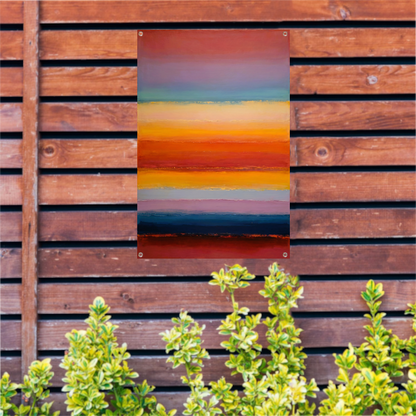 Abstracte horizon in warme zonsondergangstinten tuinposter