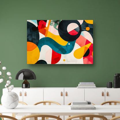 Abstracte vormen en levendige kleuren in harmonie acrylglas