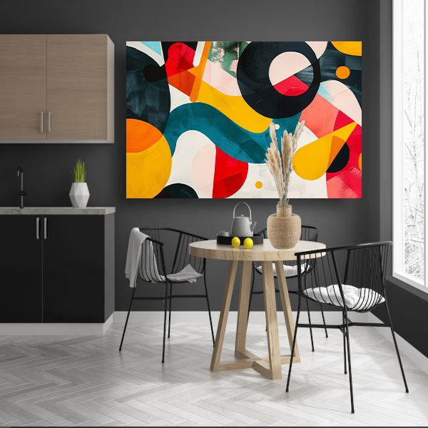 Abstracte vormen en levendige kleuren in harmonie acrylglas