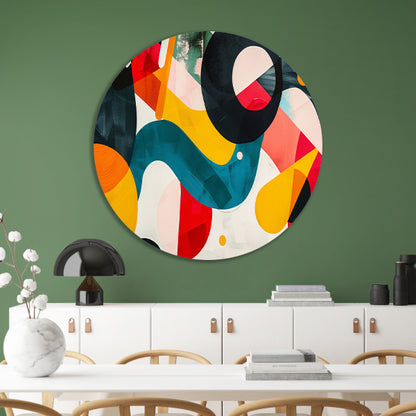 Abstracte vormen en levendige kleuren in harmonie forex muurcirkel