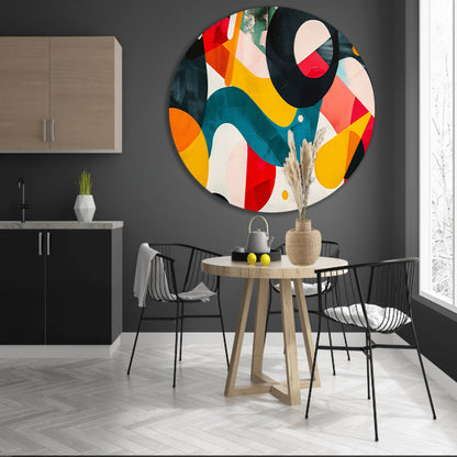 Abstracte vormen en levendige kleuren in harmonie forex muurcirkel