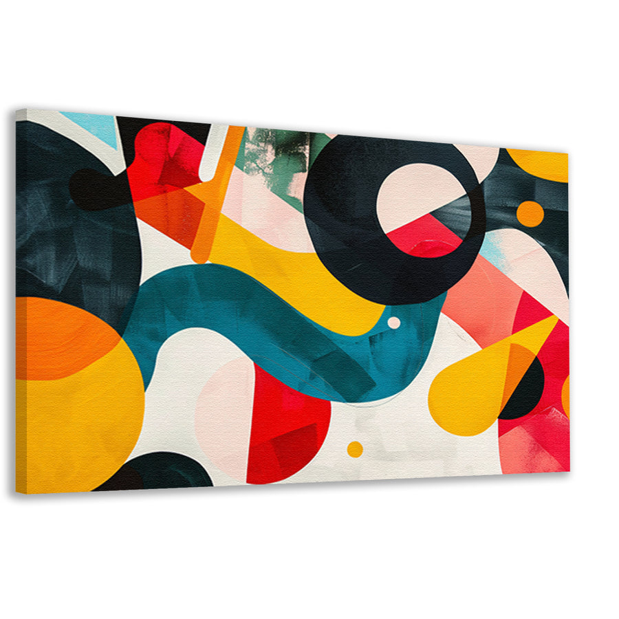 Abstracte vormen en levendige kleuren in harmonie canvas