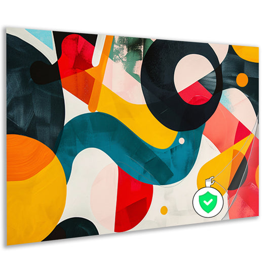 Abstracte vormen en levendige kleuren in harmonie poster