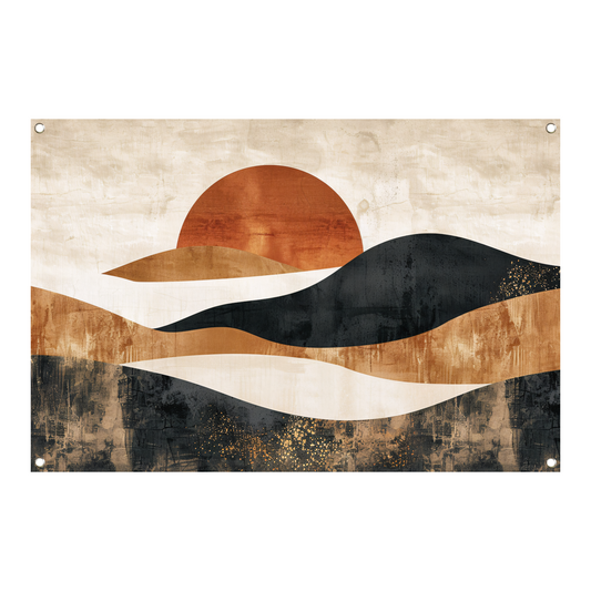 Sepia Tinten Abstracte Zonsondergang Kunst tuinposter