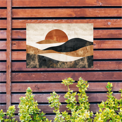 Sepia Tinten Abstracte Zonsondergang Kunst tuinposter