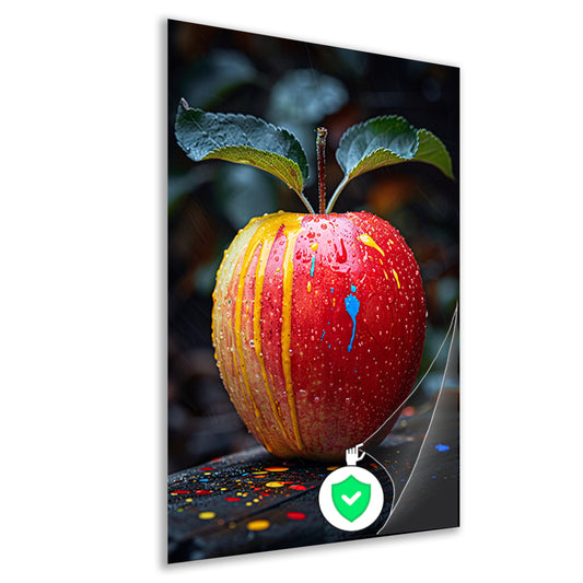 Rode appel met Abstract verfspatten poster