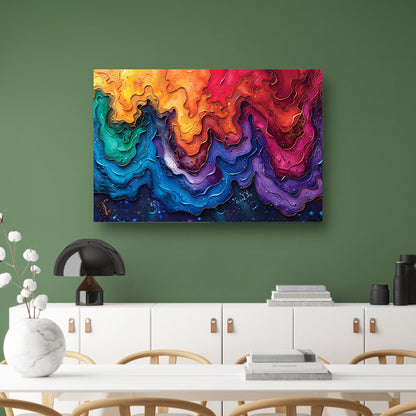 Abstract golven in blauw en wit canvas