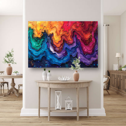 Abstract golven in blauw en wit poster