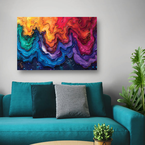 Abstract golven in blauw en wit canvas