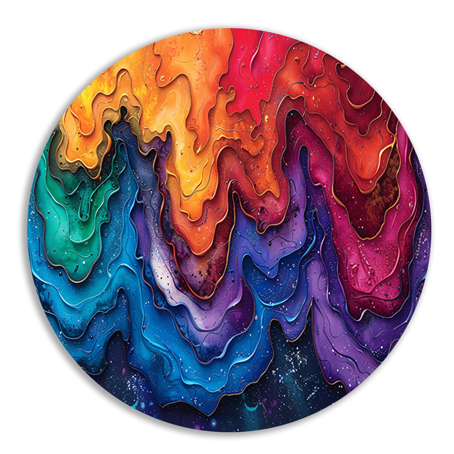 Abstract golven in blauw en wit forex muurcirkel