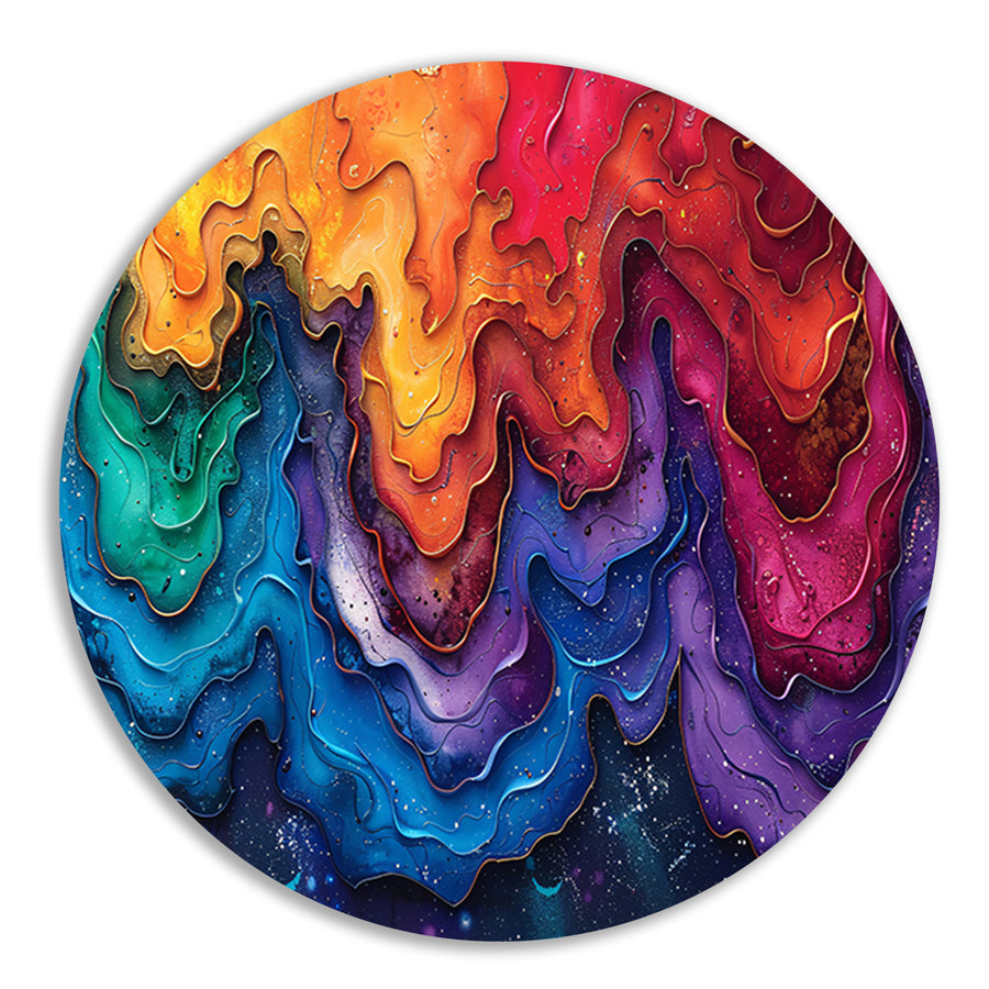 Abstract golven in blauw en wit forex muurcirkel