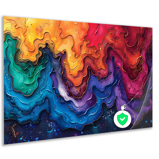 Abstract golven in blauw en wit poster