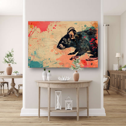 Expressieve rat in kleurrijke abstractie acrylglas
