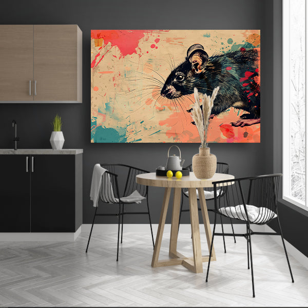 Expressieve rat in kleurrijke abstractie acrylglas