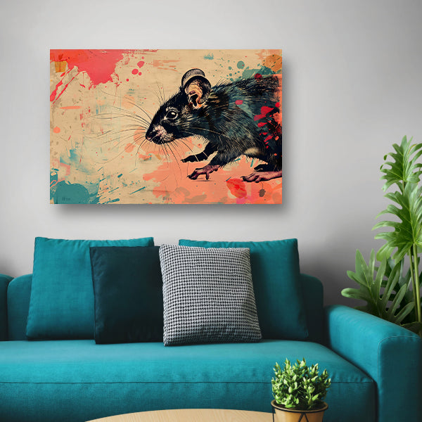 Expressieve rat in kleurrijke abstractie acrylglas