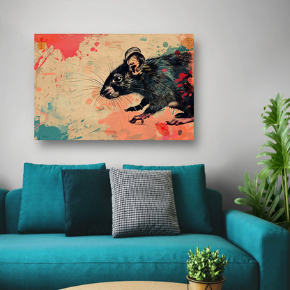 Expressieve rat in kleurrijke abstractie acrylglas