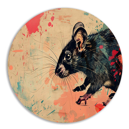 Expressieve rat in kleurrijke abstractie forex muurcirkel
