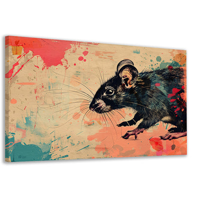 Expressieve rat in kleurrijke abstractie canvas