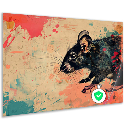 Expressieve rat in kleurrijke abstractie poster