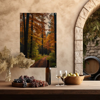 Betoverend herfstbos met kleurrijke bladeren tuinposter