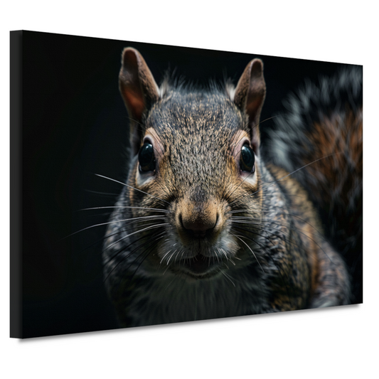Close-up van een Eekhoorn in het Donker canvas