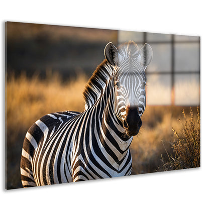Zebra in natuurlijke omgeving bij zonsondergang acrylglas
