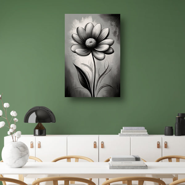 Abstracte Monochrome Bloem in Schaduwspel poster