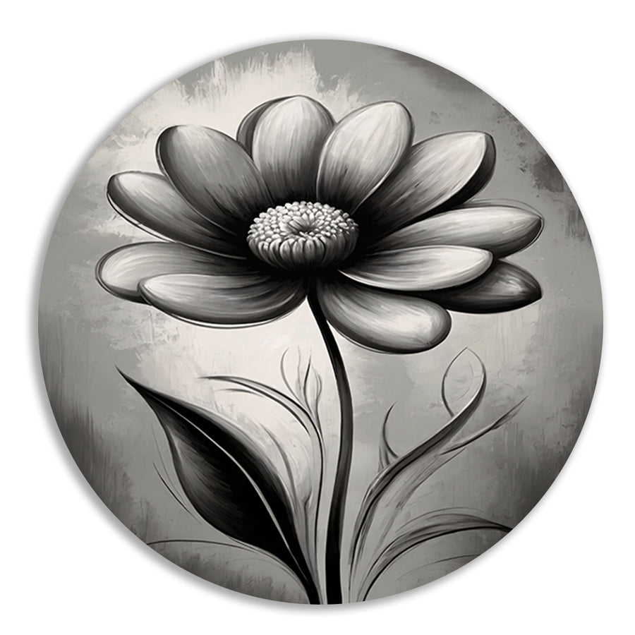 Abstracte Monochrome Bloem in Schaduwspel forex muurcirkel