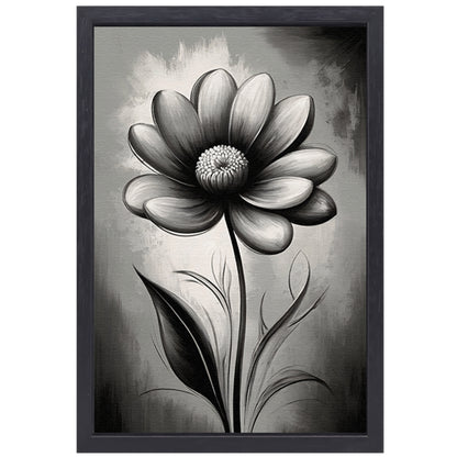 Abstracte Monochrome Bloem in Schaduwspel canvas met baklijst
