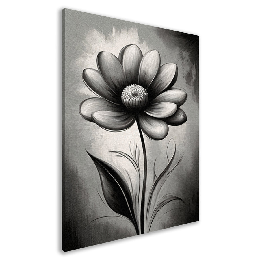 Abstracte Monochrome Bloem in Schaduwspel canvas