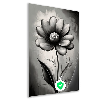 Abstracte Monochrome Bloem in Schaduwspel poster