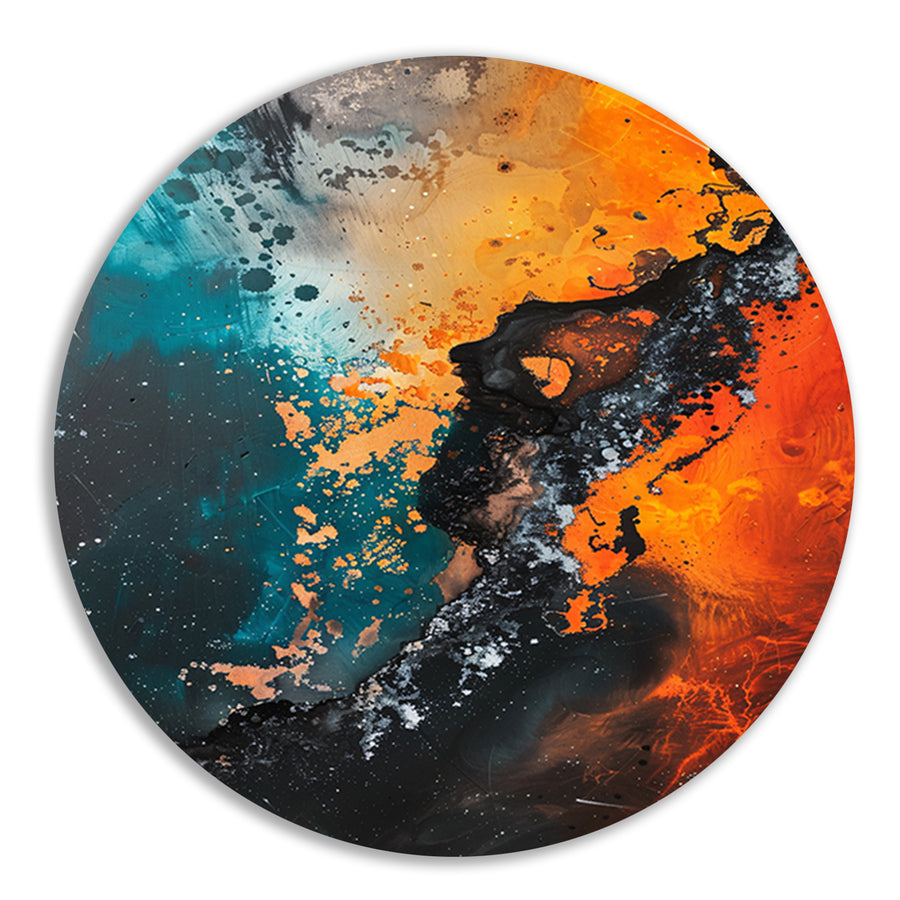 Abstract Explosie van Kleur en Energie aluminium muurcirkel