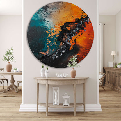 Abstract Explosie van Kleur en Energie aluminium muurcirkel