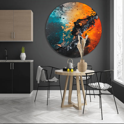 Abstract Explosie van Kleur en Energie aluminium muurcirkel