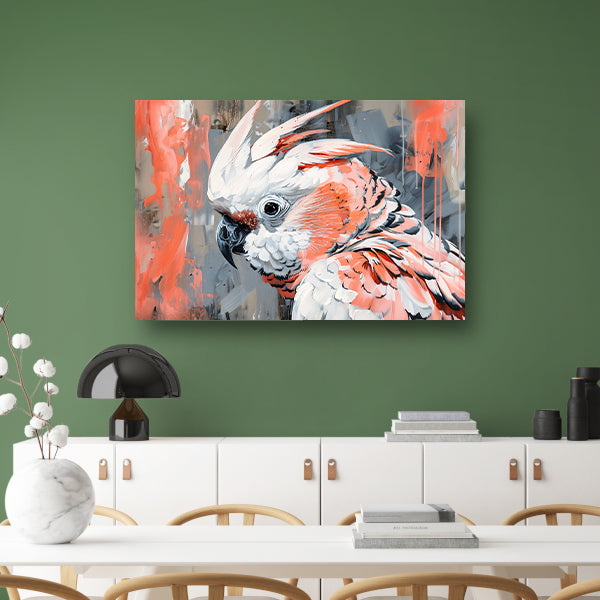 Abstracte schilderij van kleurrijke papegaai poster