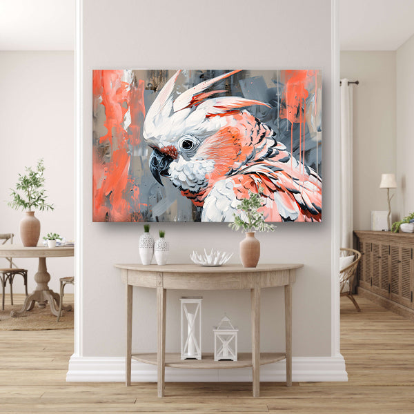 Abstracte schilderij van kleurrijke papegaai poster