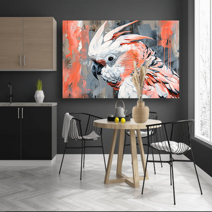 Abstracte schilderij van kleurrijke papegaai poster