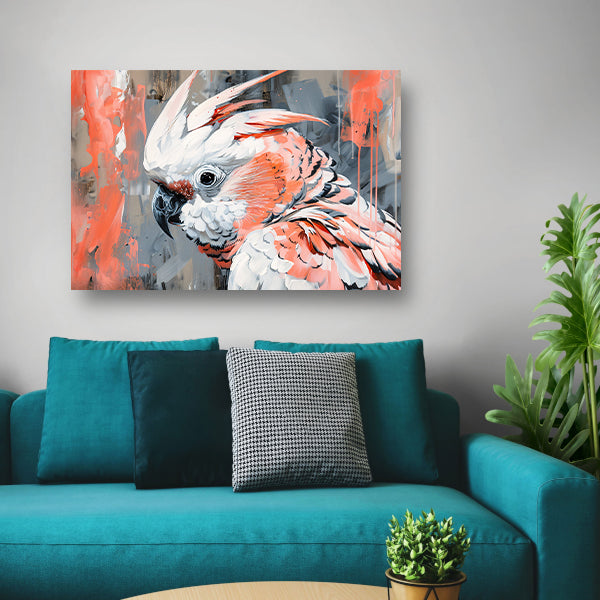 Abstracte schilderij van kleurrijke papegaai poster