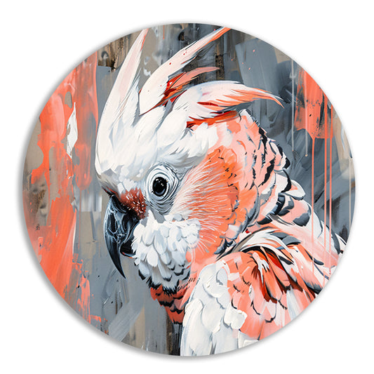 Abstracte schilderij van kleurrijke papegaai aluminium muurcirkel